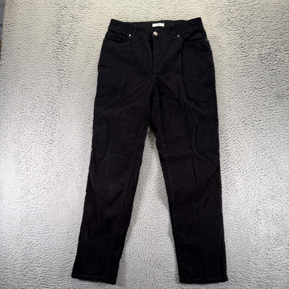 Croft & Barrow Pant Womens 10 Black Cotton Corduroy Chino Straight Preppy Career